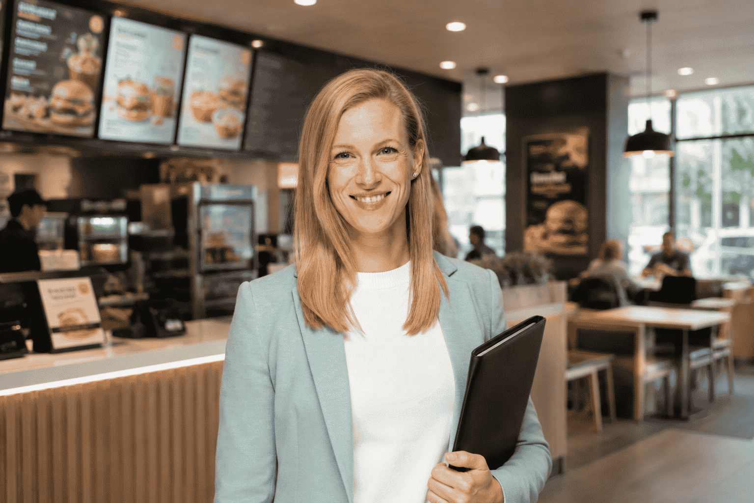 Katharina Heid in einer Systemgastronomieimmobilie.