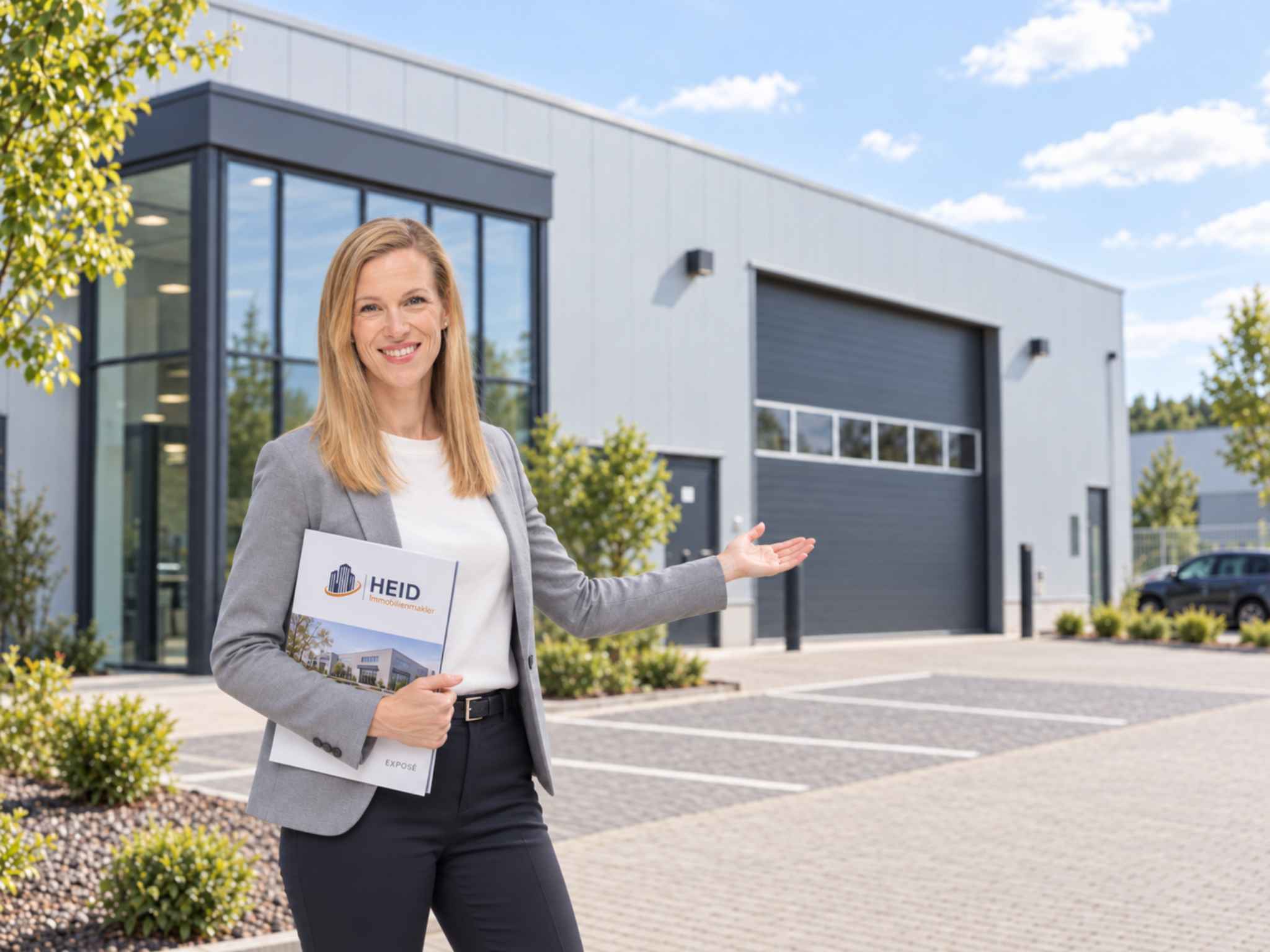 Katharina Heid vor einer Gewerbehalle