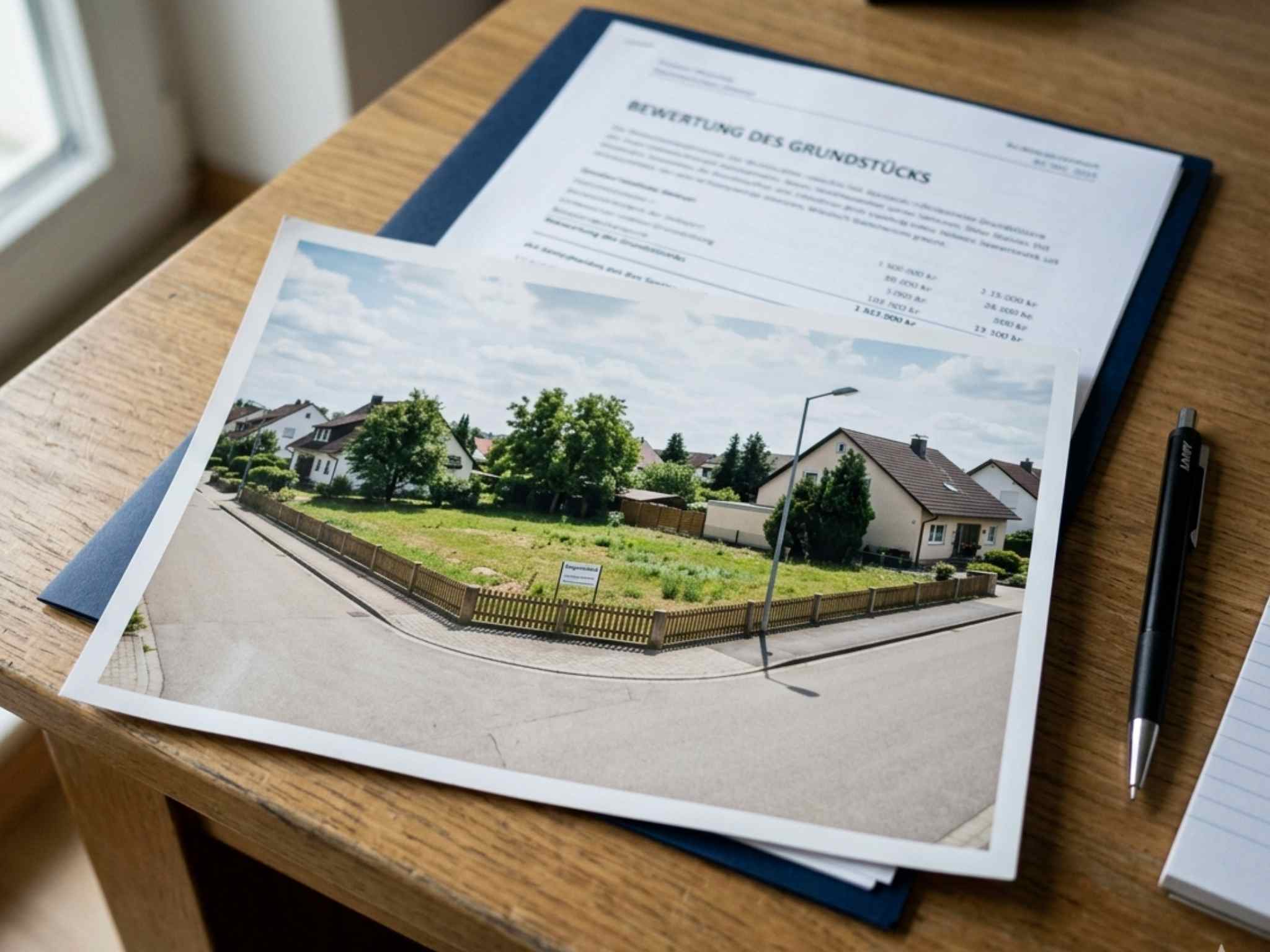 Bewertung und Foto für den Verkauf eines Eckgrundstücks