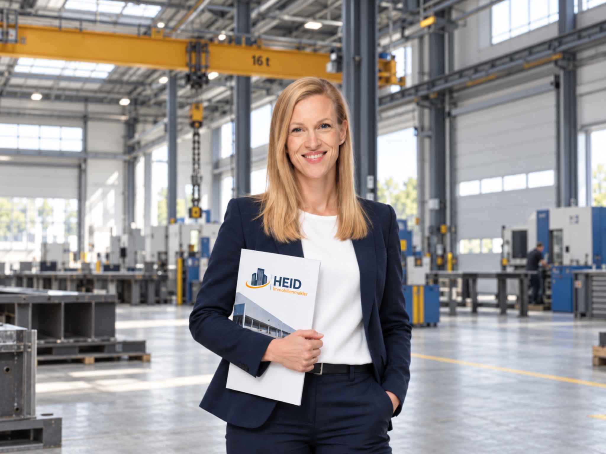 Katharina Heid in einer Industrieimmobilie