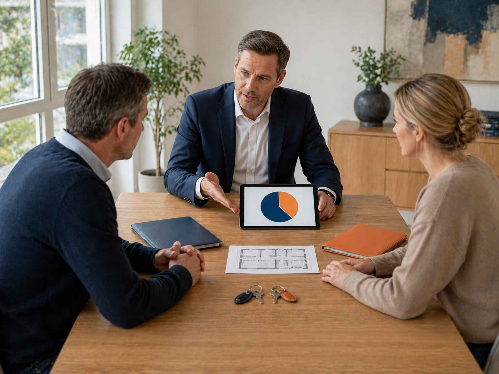 Immobilieneigentümer besprechen Miteigentumsanteil.